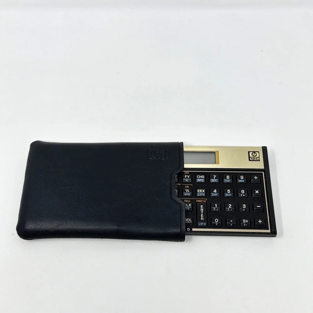 HP 12C Financial Calculator with Case Hewlett Packard Vintage Gold, Tested